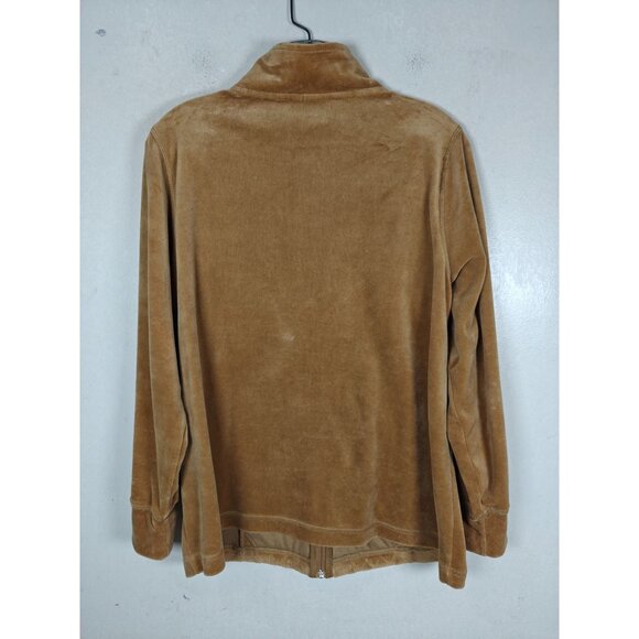 Quacker Factory Women's M Short Velour 2-Piece Set Zip Jacket & Pants Brown - Picture 7 of 12